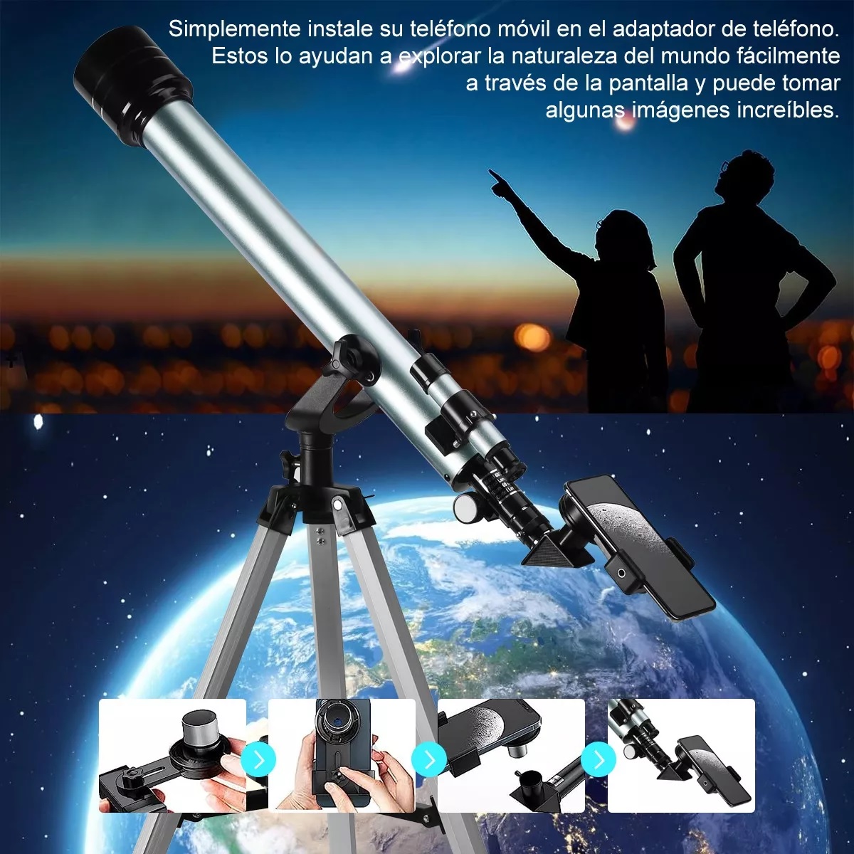 Telescopio Astronómico Profesional 60/700mm Monocular 525x
