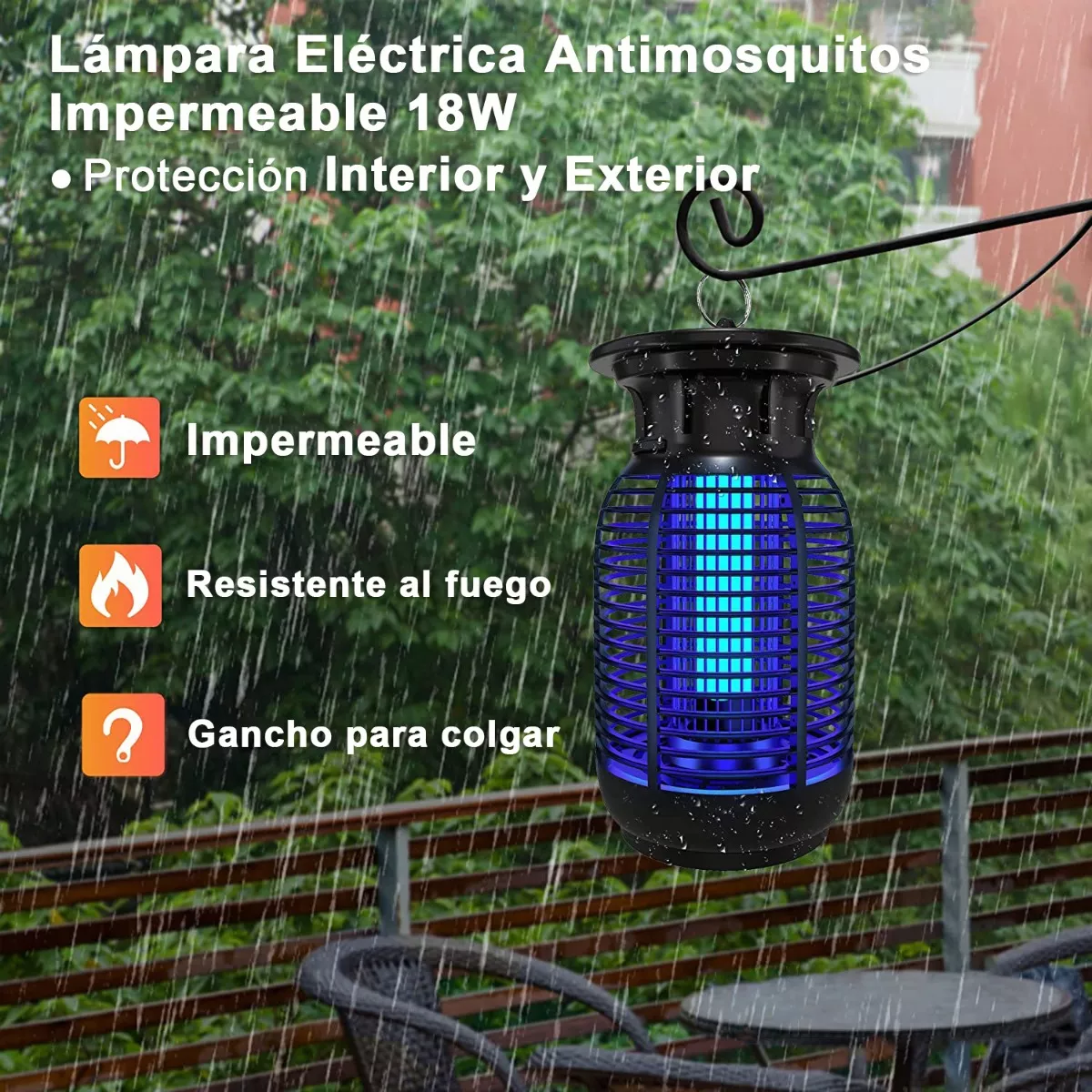 Lámpara Mata Mosquitos Eléctrica Luz Uv Mosquito Killer 18w