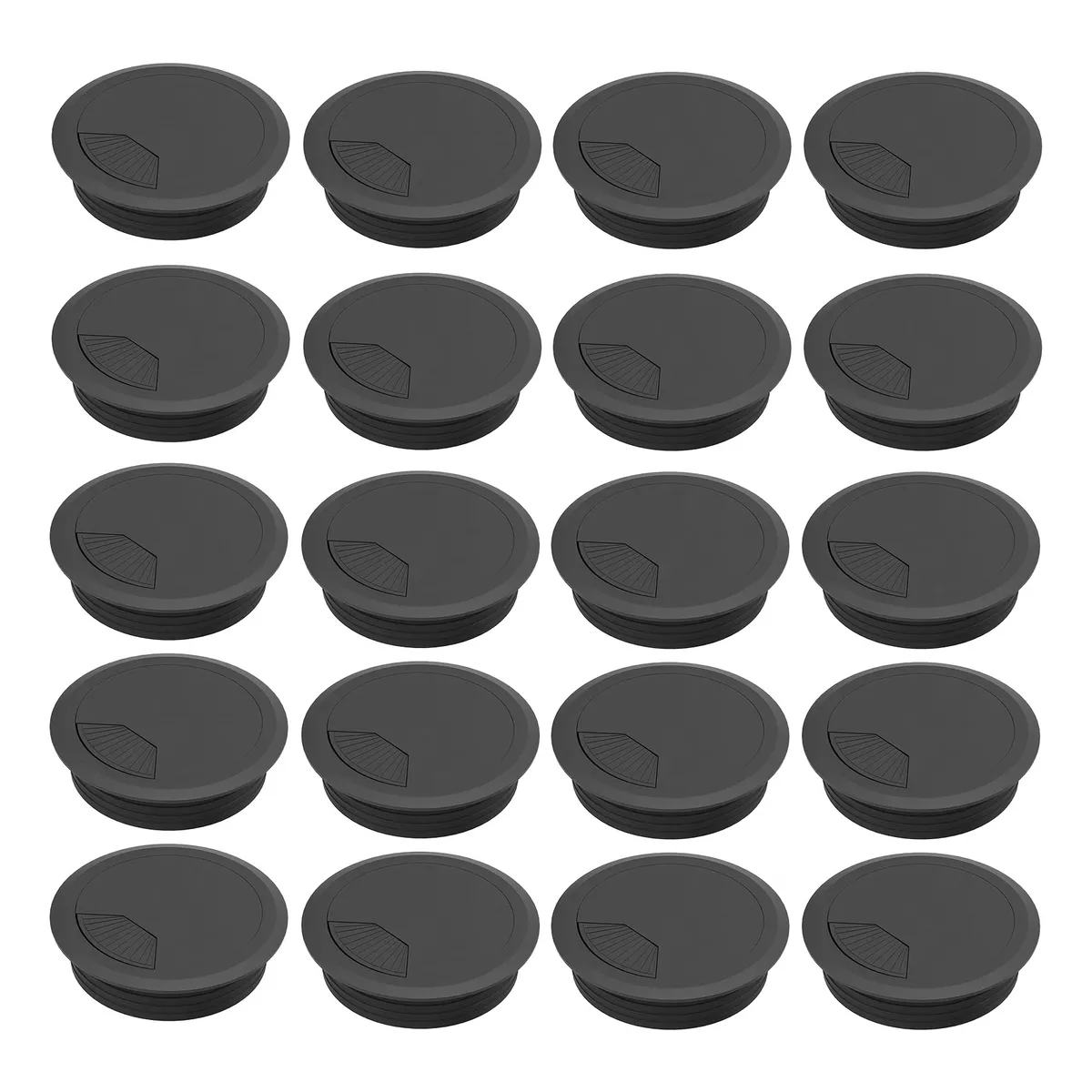 Set 20 Pza Tapon Pasacables Pasa Cables Escritorio Negro 50 Mm