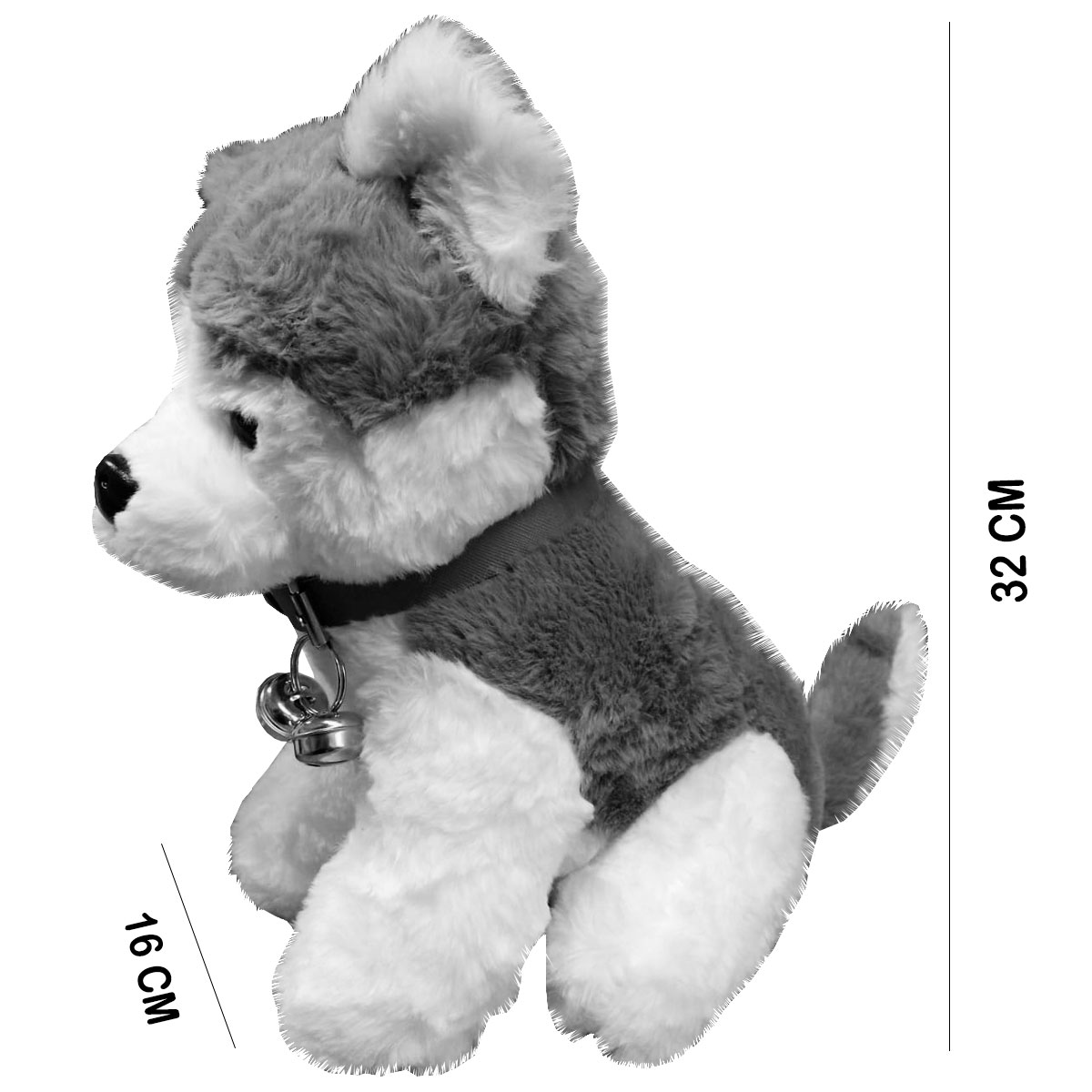 Peluche Generico Perrito Husky Gris 32 cm