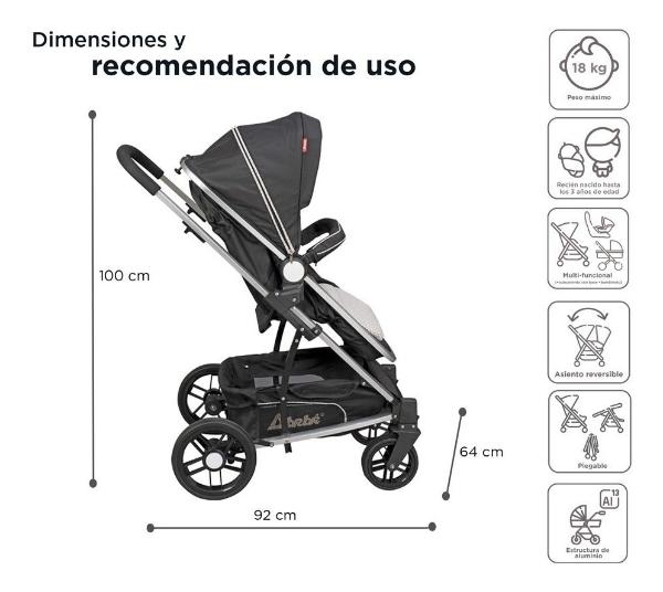 Carriola De Bebe Crown Portabebe Base De Carro Bambineto Negro