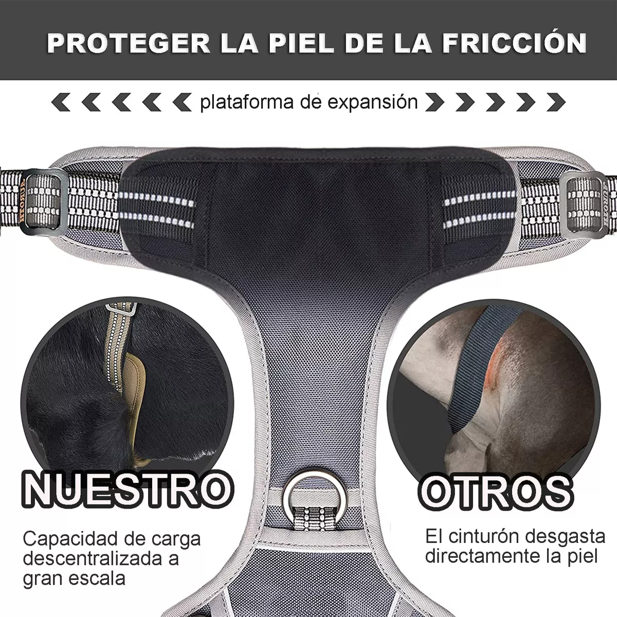 Chaleco Táctico Para Perro Pechera Militar K9 Ajustable Gris Talla M