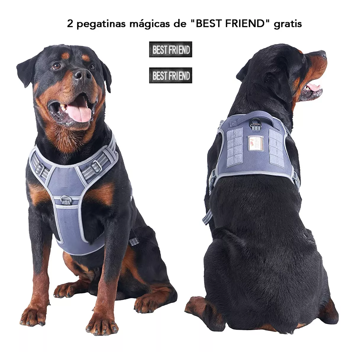 Chaleco Táctico Para Perro Pechera Militar K9 Ajustable Gris Talla M