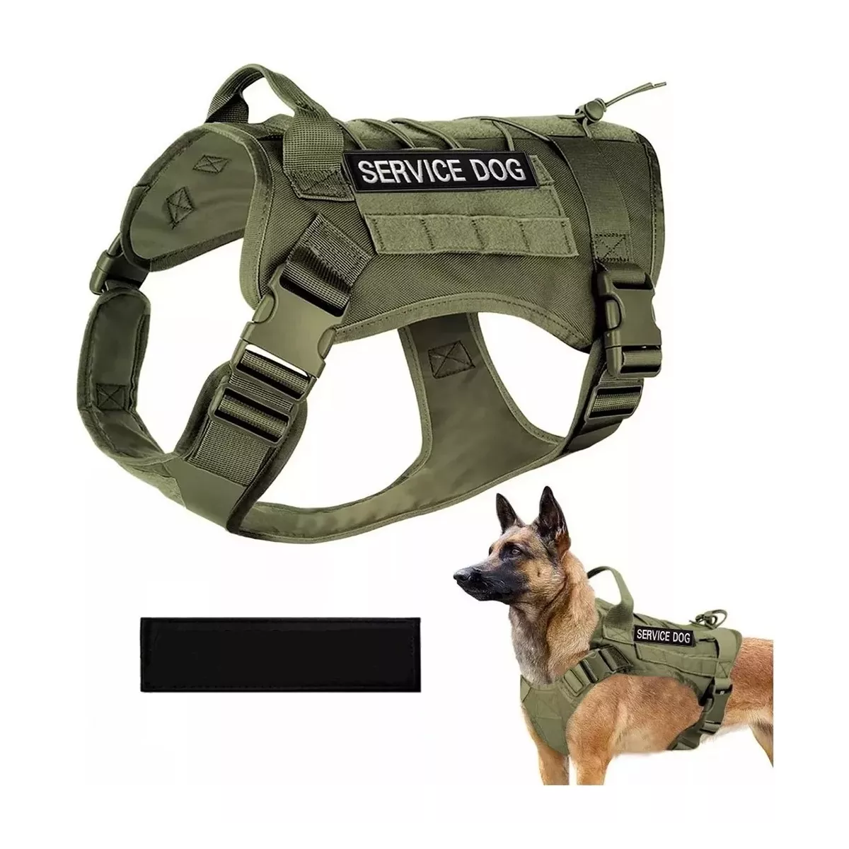 Pechera Táctica Arnés Para Perro Verde Militar Talla XL