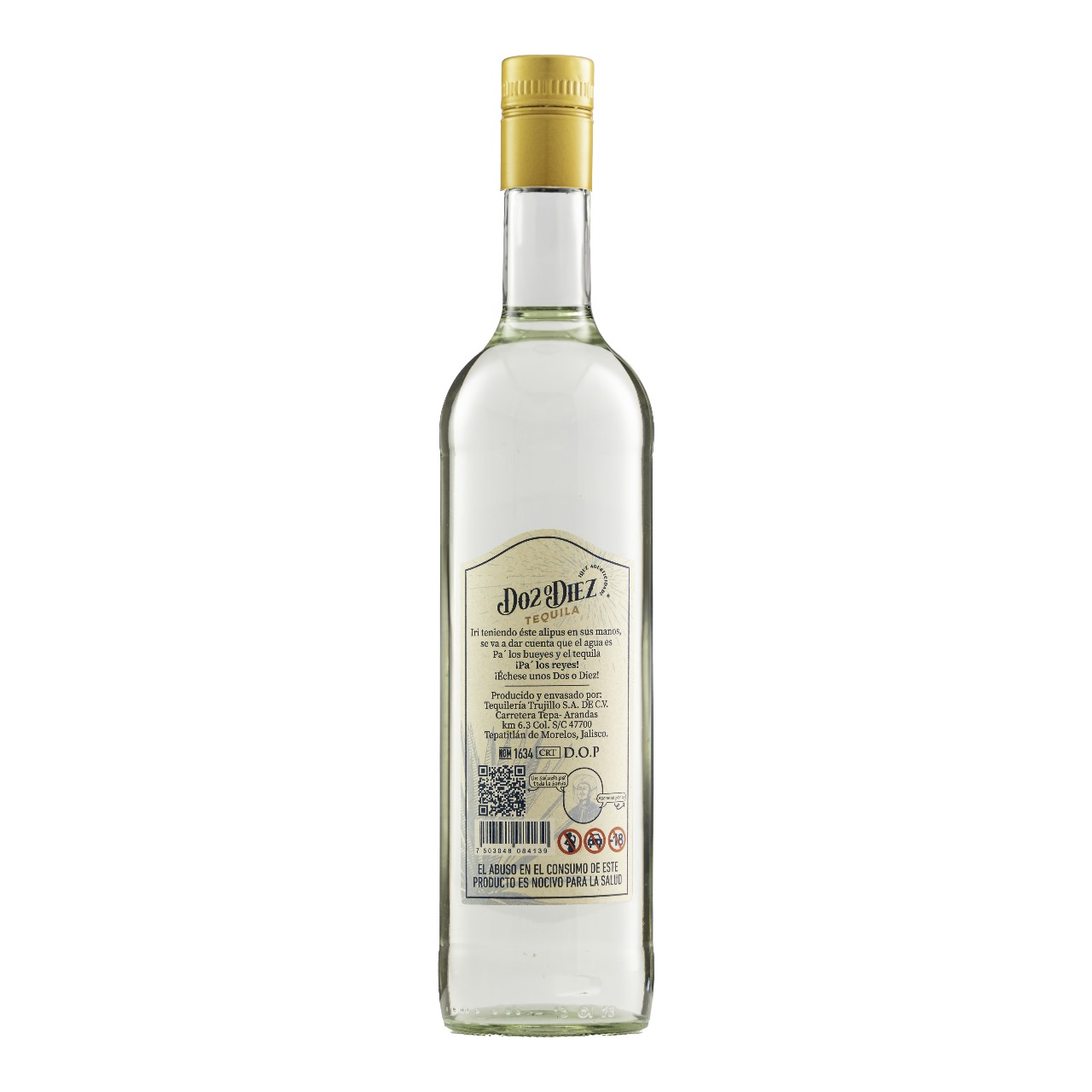 Tequila Dos o Diez Blanco 100% Agave "Don Silverio" 750 Ml