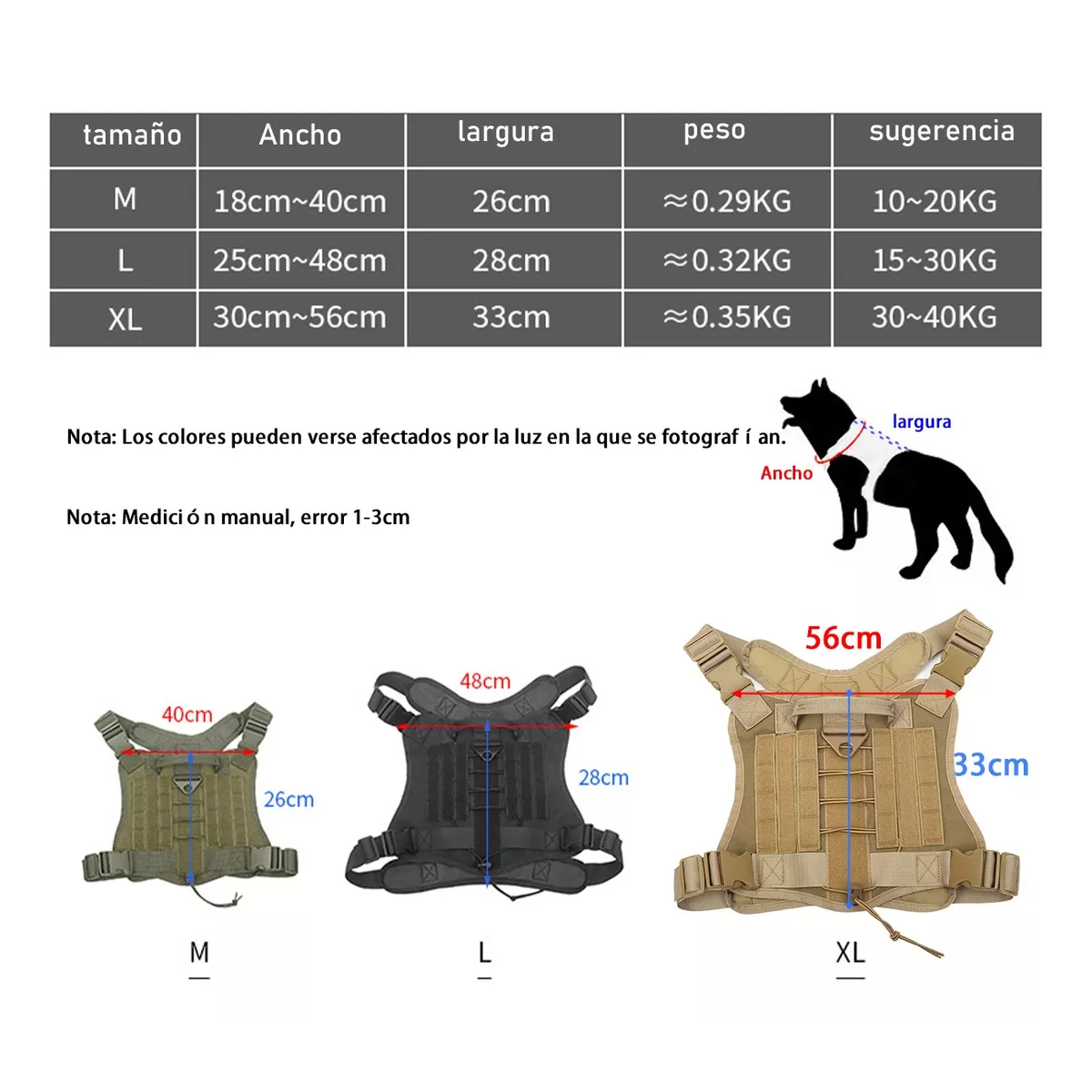 Pechera Táctica Arnés Para Perro Verde Militar Talla M