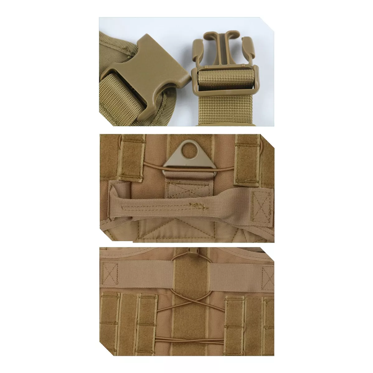 Pechera Táctica Arnés Para Perro Mediano Grande Con Parches Caki Talla G