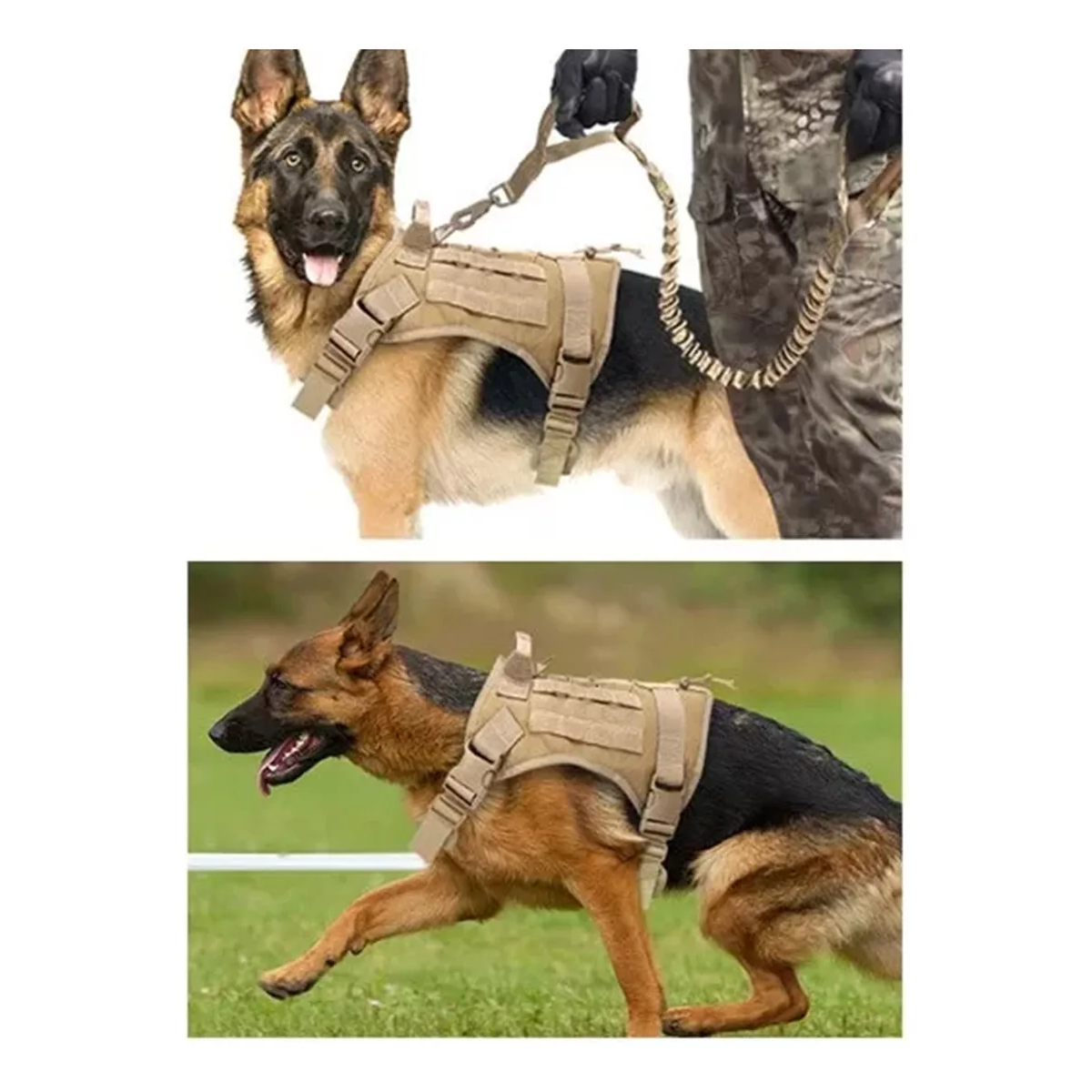 Pechera Táctica Arnés Para Perro Mediano Grande Con Parches Caki Talla G