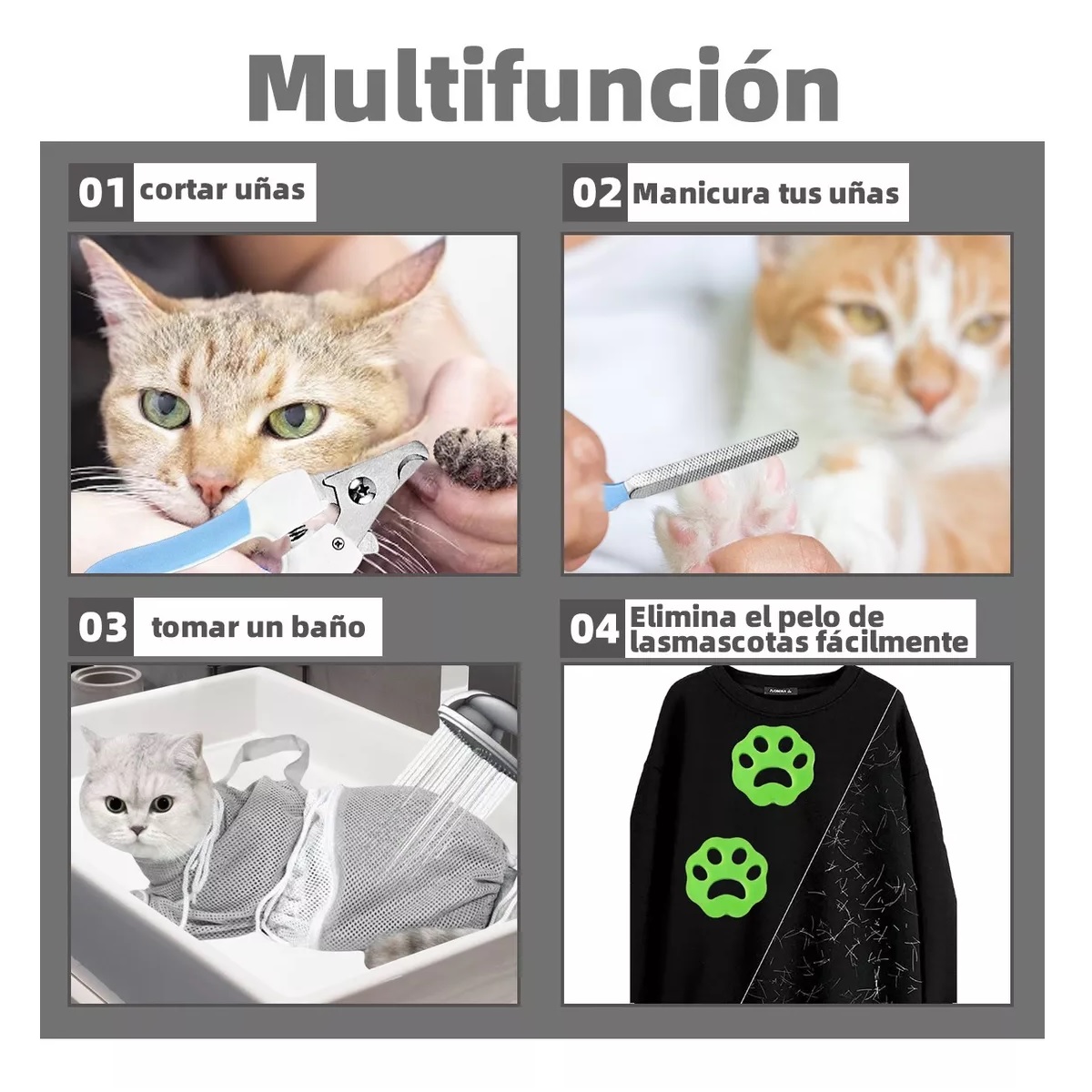 Bolsa Para Bañar/corte Uña Gato Bolsa De Baño Para Mascotas Gris