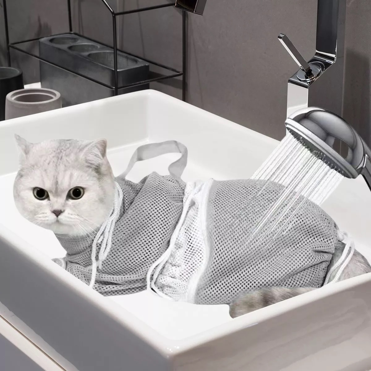 Bolsa Para Bañar/corte Uña Gato Bolsa De Baño Para Mascotas Gris