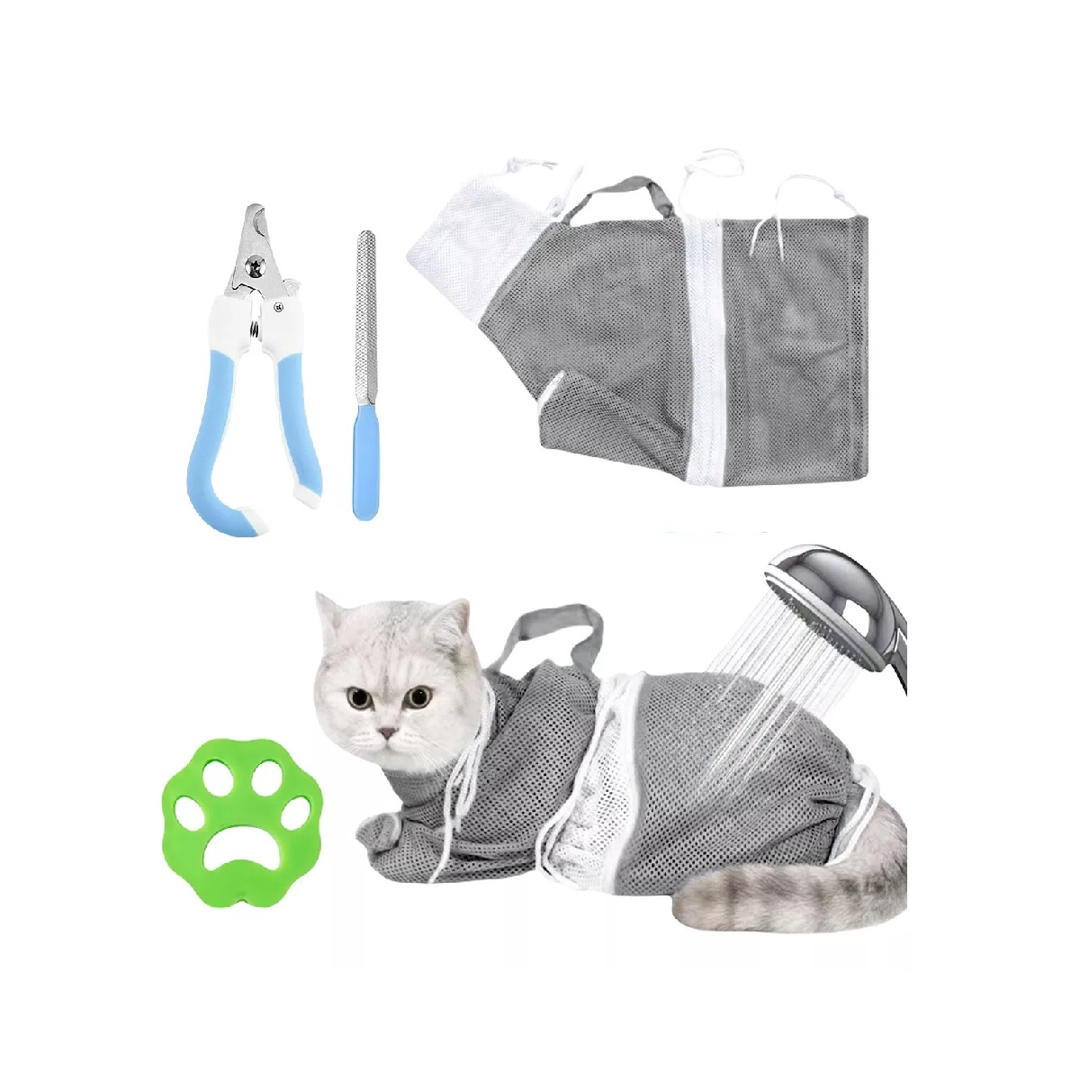 Bolsa Para Bañar/corte Uña Gato Bolsa De Baño Para Mascotas Gris