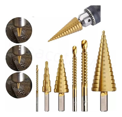 HSS ACERO PASO Cono Titanio Recubierto Metal Broca Perforadora 4-12/20