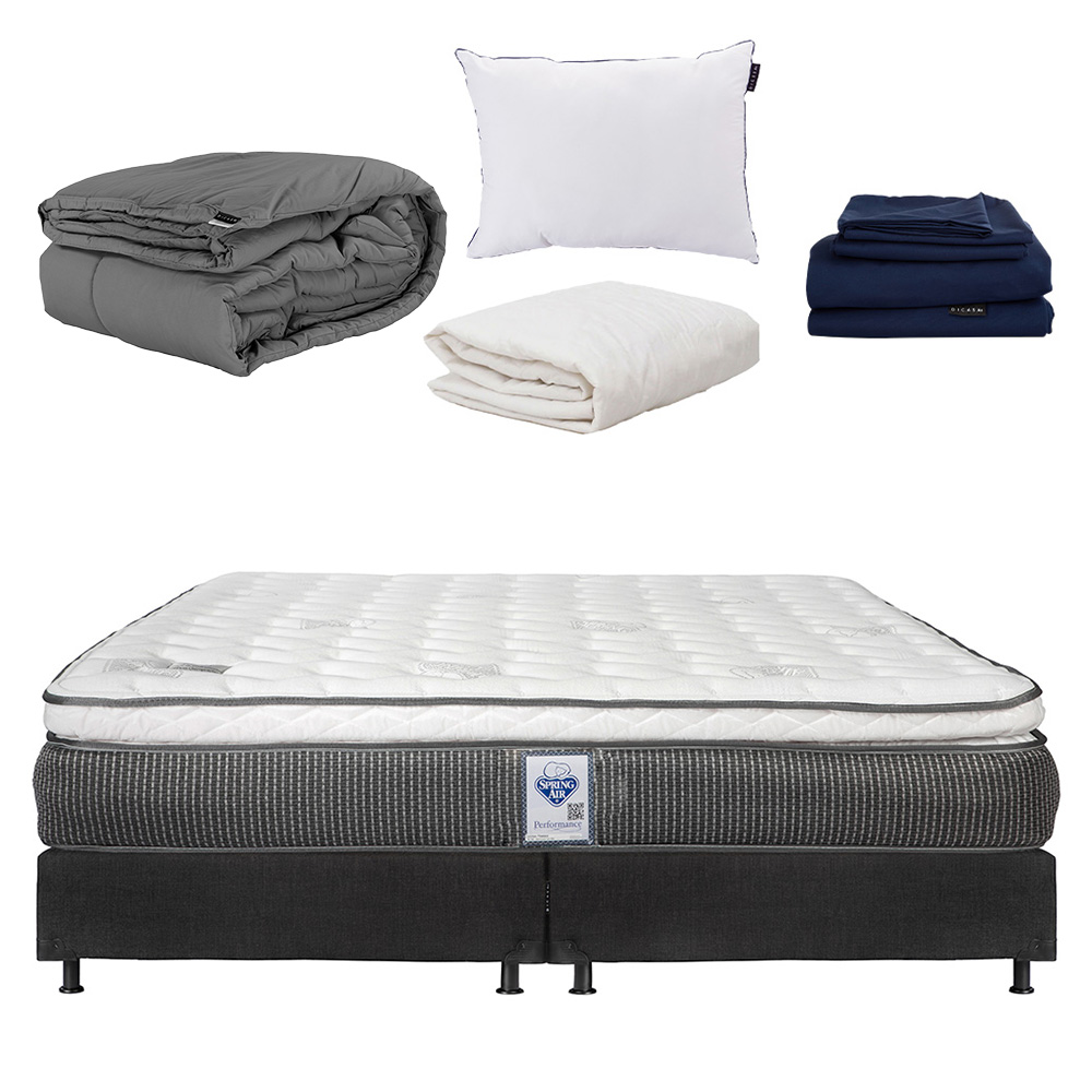 Colchon King Size Spring Air Phantom Con Box Negro, Almohada One