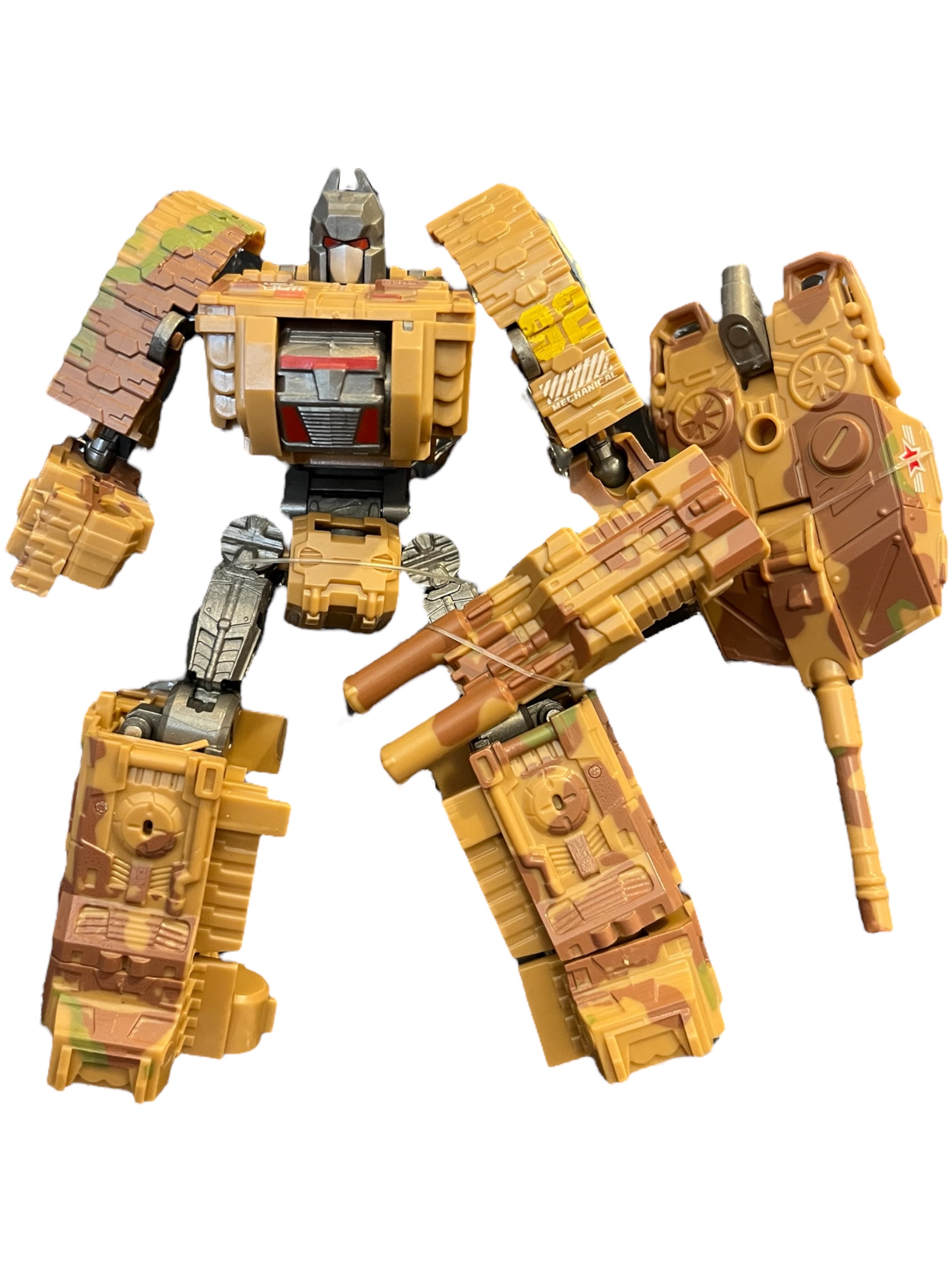 Robot Armable Transformable En Tanque Vehículo Tipo Transformers - Café