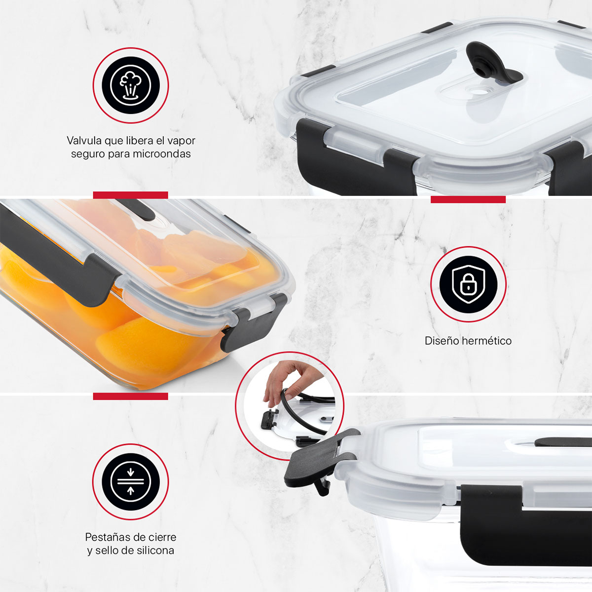 Recipientes de Vidrio Herméticos para Alimentos 5 Contenedores con 5 Tapas - Toppers Cookify