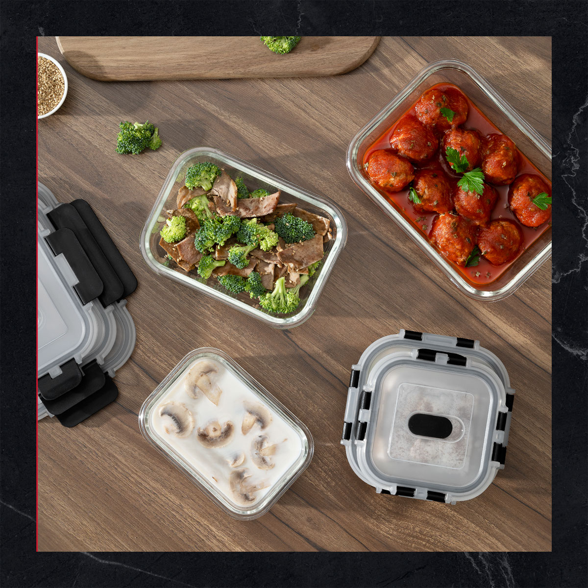 Recipientes de Vidrio Herméticos para Alimentos 5 Contenedores con 5 Tapas - Toppers Cookify