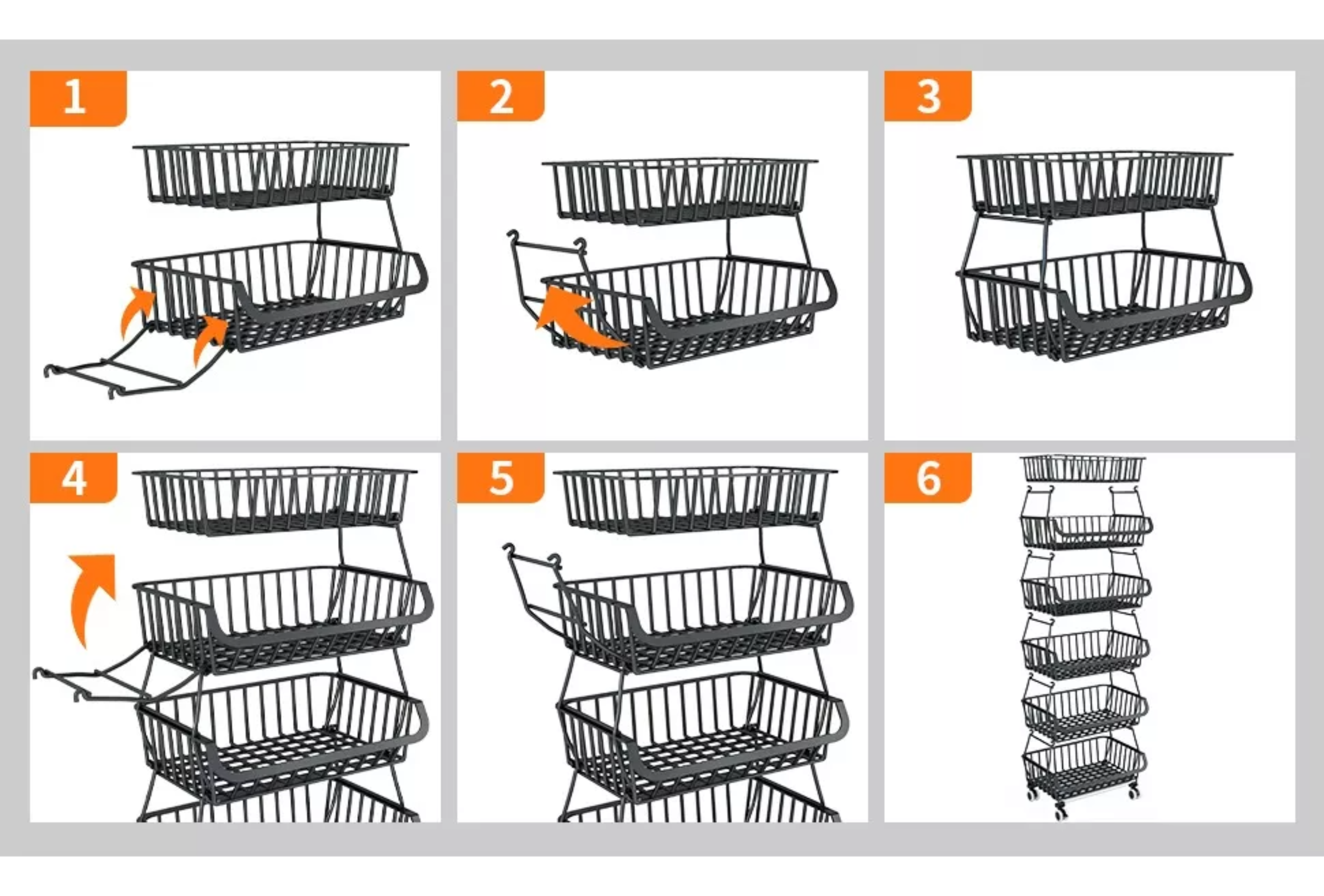 Frutero Cesta De Fruta De Metal De 6 Niveles Para Cocina