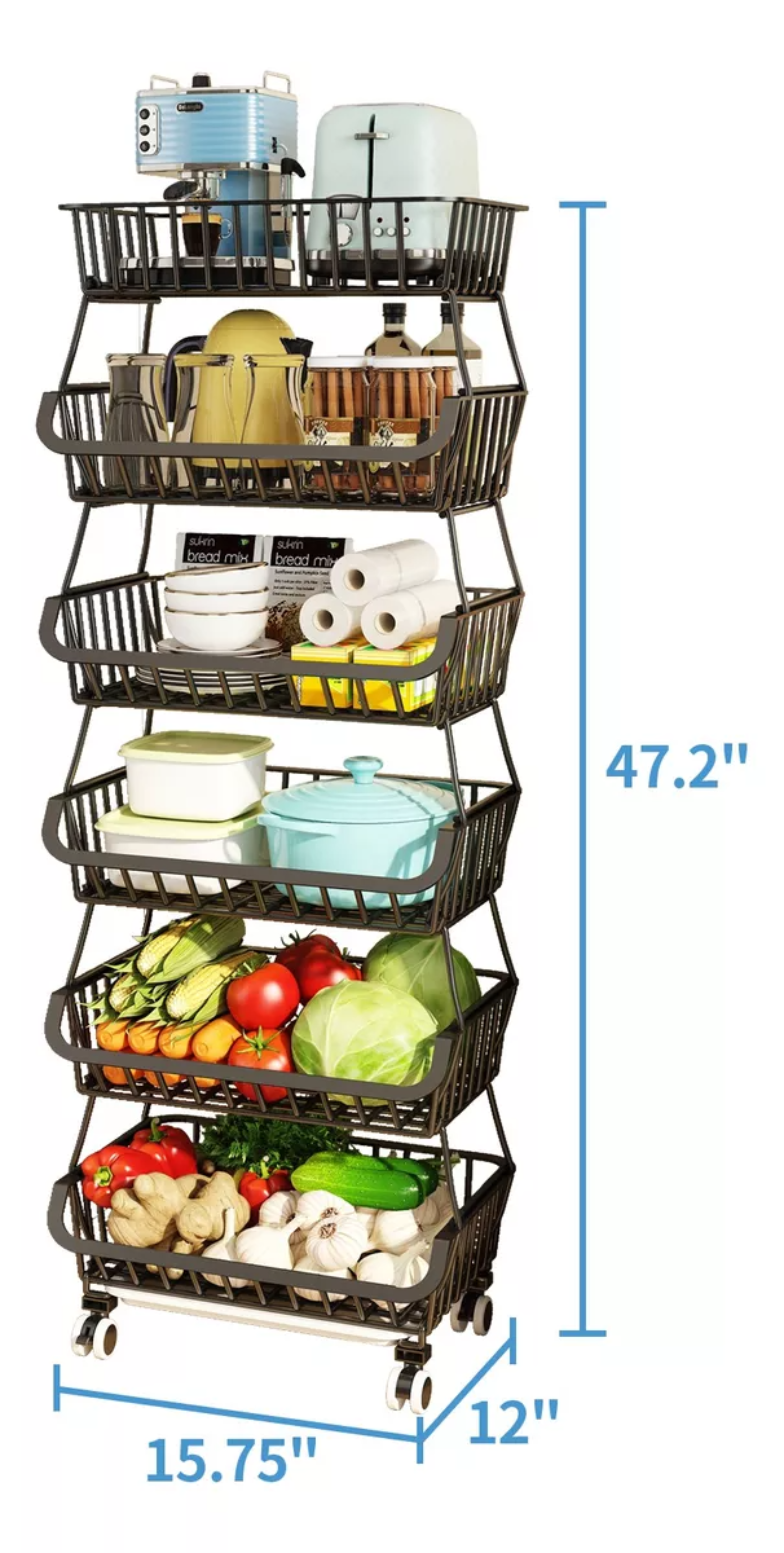 Frutero Cesta De Fruta De Metal De 6 Niveles Para Cocina