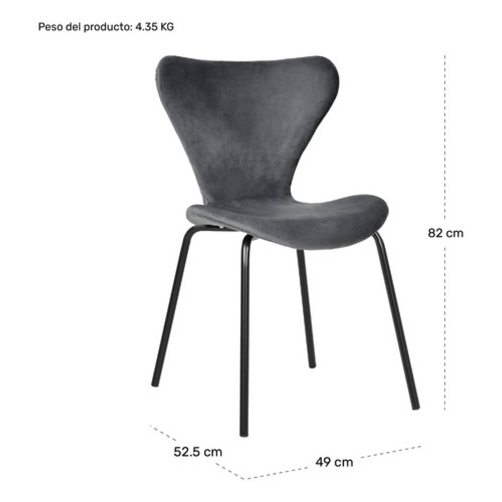 Juego Set 4 Sillas Modernas Comedor Tapizadas Vinipiel Gris