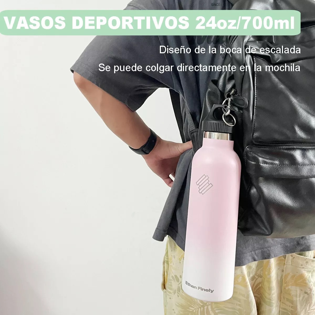 Vasos Termico Acero Inoxidable Taza Termo Botellas Para Agua Rosa
