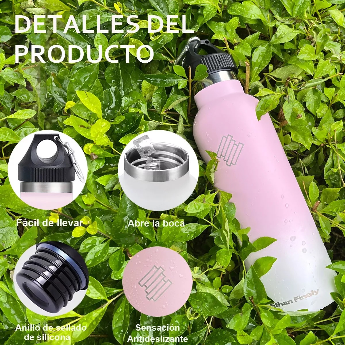 Vasos Termico Acero Inoxidable Taza Termo Botellas Para Agua Rosa