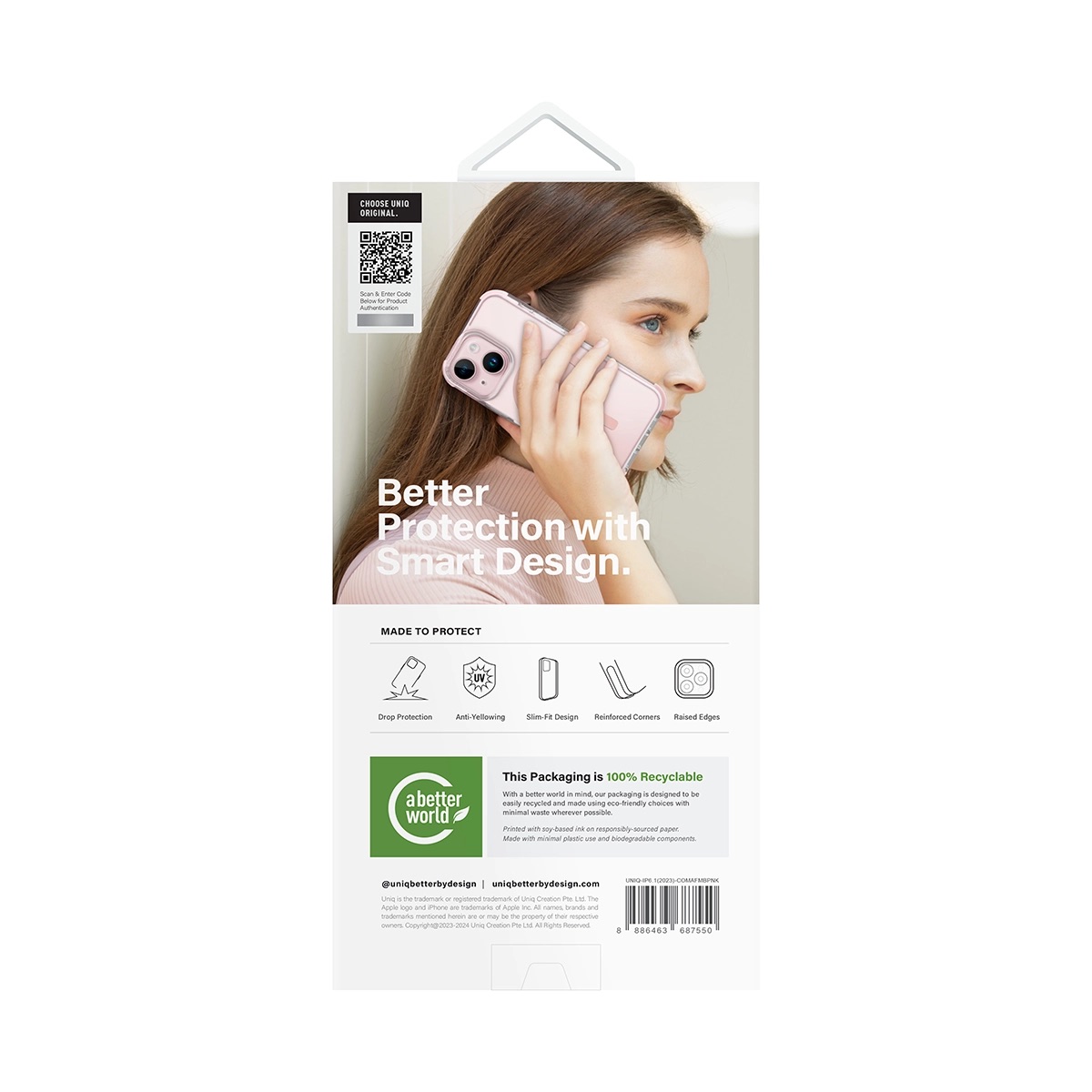 Funda Híbrida Inalámbrica iPhone 15 Combat MagClick Rosa Uniq