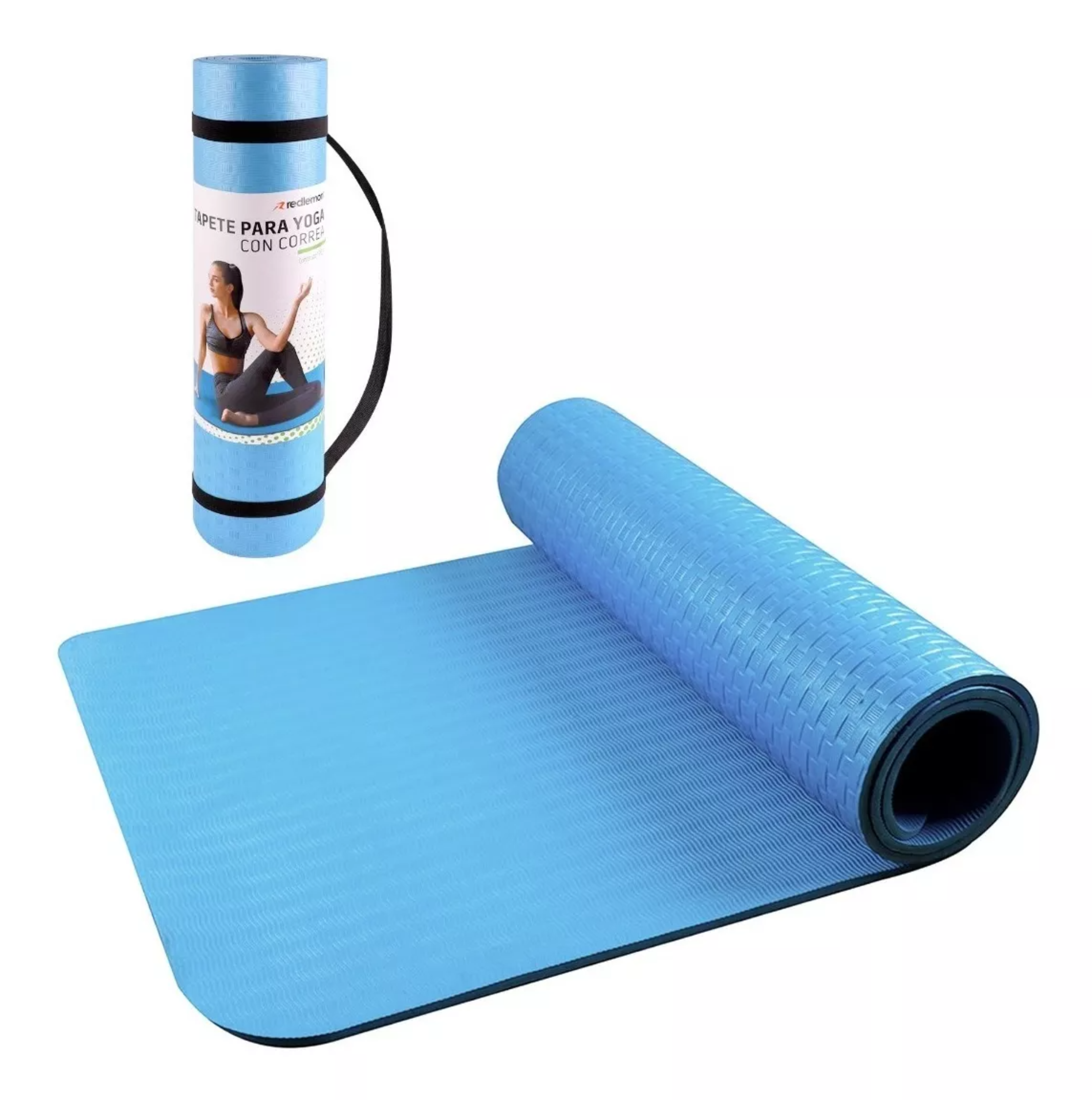 Yoga Mat de 9 mm de Grosor para Pilates, Ejercicio, Gimnasio, Resistente, Flexible y Portátil, Azul, fácil de limpiar, enrollable