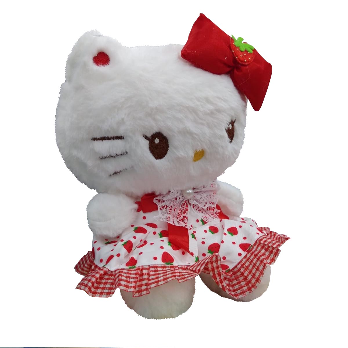 Peluche Generico Hello Kitty Con Vestido De Fresas 15 cm
