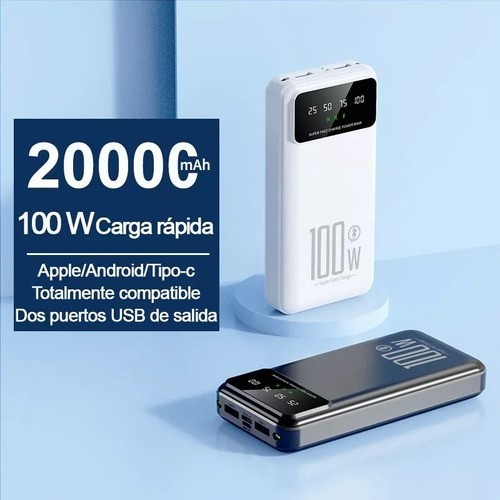 Power Bank SAIVIEK KJ-K70 20000mah Batería Externa 20W Carga Rapida blanca