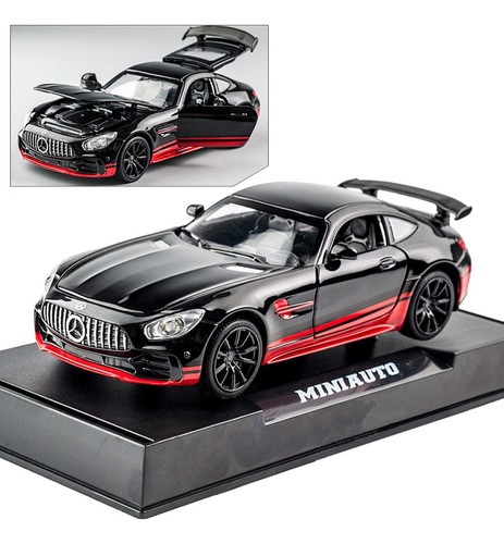 Mercedes-benz Gtr Coche De Juguete De Metal Con Faros 1:32 Negro rojo 