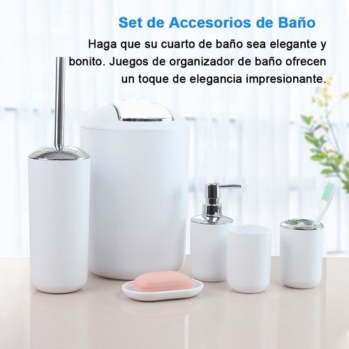 Juego De Accesorios De Baño De 6 Piezas Elegante Y Simple Blanco  