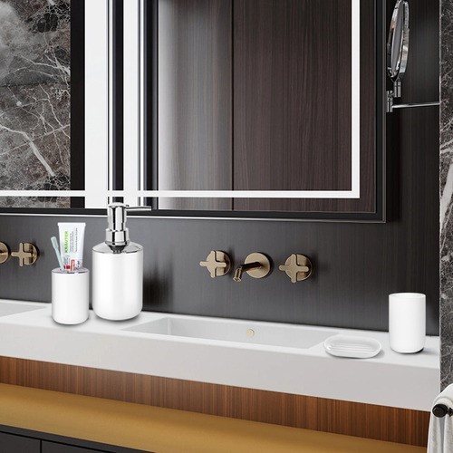 Juego De Accesorios De Baño De 6 Piezas Elegante Y Simple Blanco  