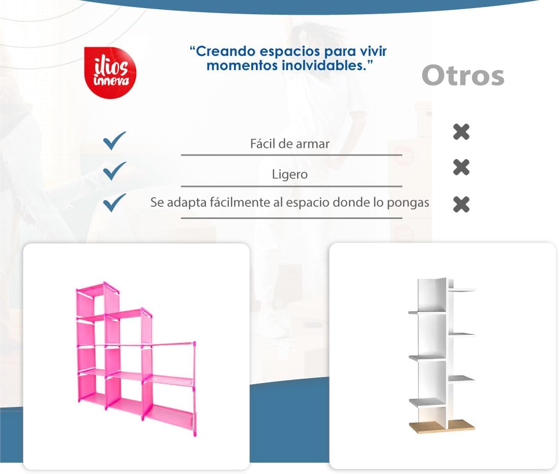 Ilios Innova | Organizador de Almacenamiento con 9 Cubos, Construcción de Tubo de Acero y Tela Impermeable, Ideal para Ropa, Zapatos, Libros y Más