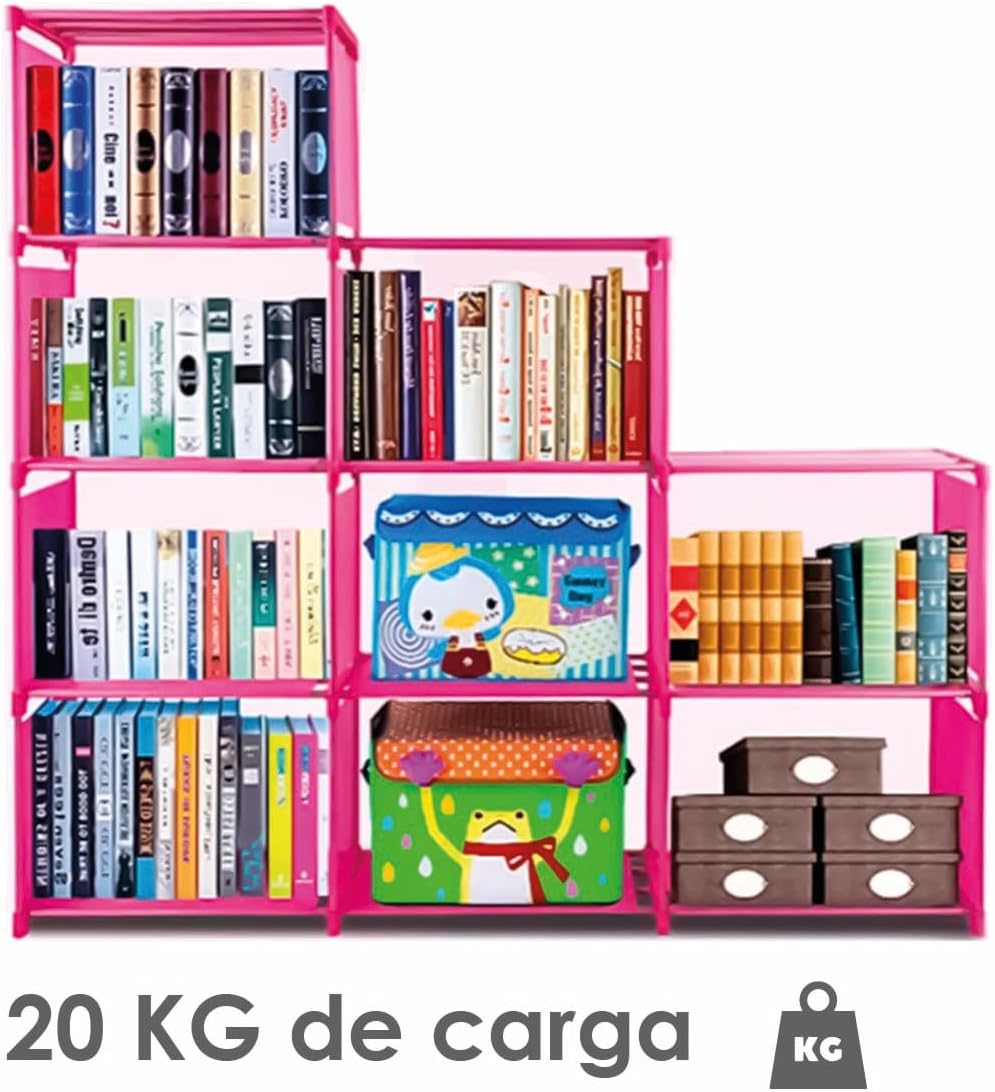 Ilios Innova | Organizador de Almacenamiento con 9 Cubos, Construcción de Tubo de Acero y Tela Impermeable, Ideal para Ropa, Zapatos, Libros y Más