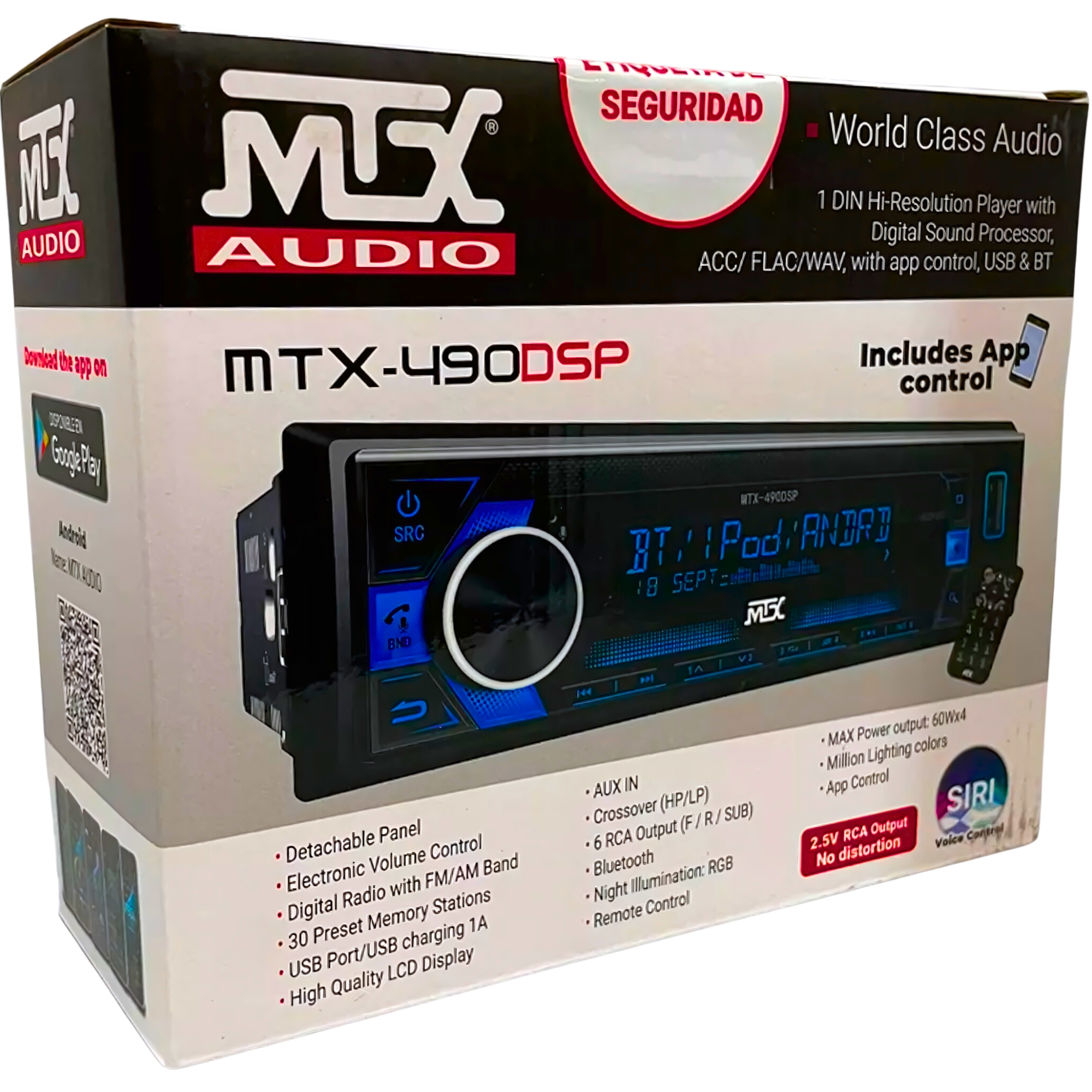 Estéreo Bluetooth 1 DIN Desmontable MTX Audio MTX490DSP Android iOS Siri