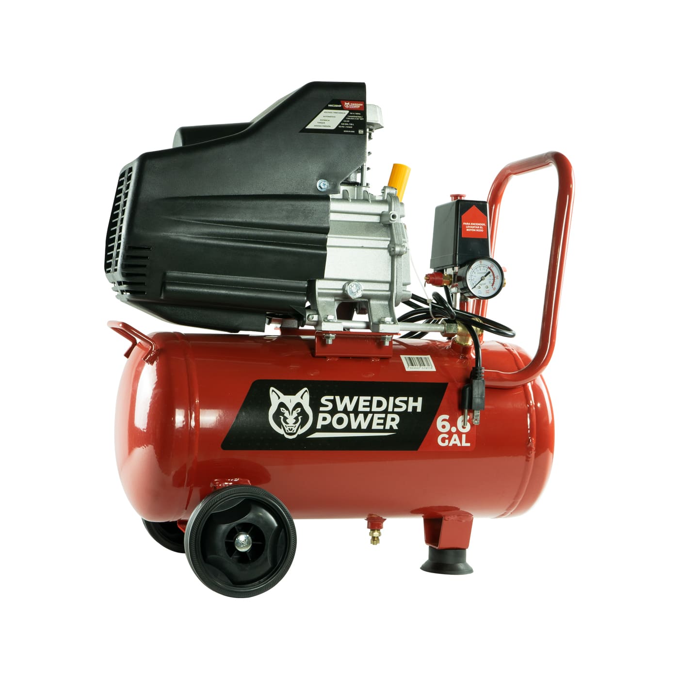 COMPRESOR DE AIRE SWEDISH HUSKY POWER 25 LITROS 2.5 HP C/MANGUERA Y PISTOLA - HKC25MP
