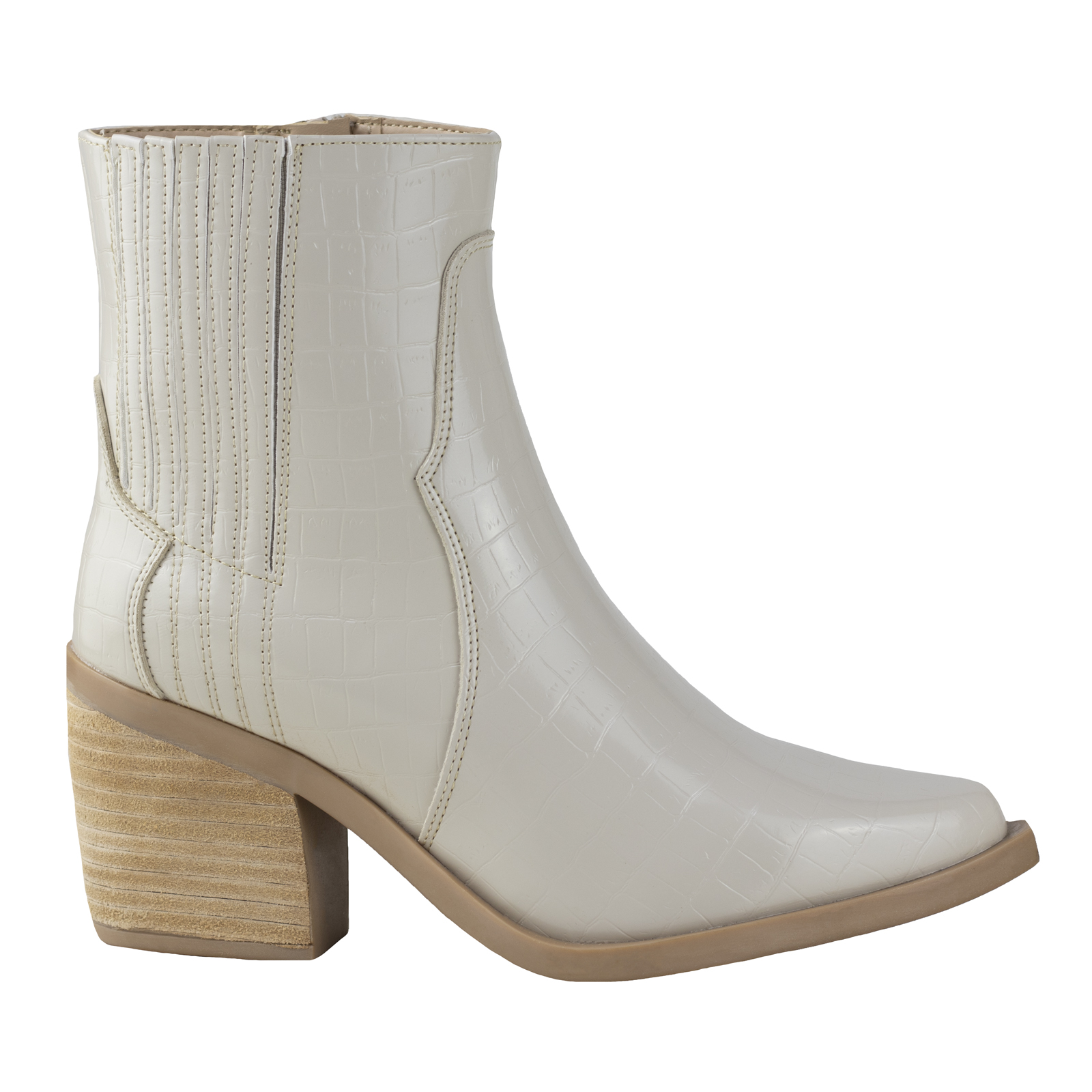 Botin Tipo Vaquero De Tacón Mujer Capa De Ozono 647203 Latte