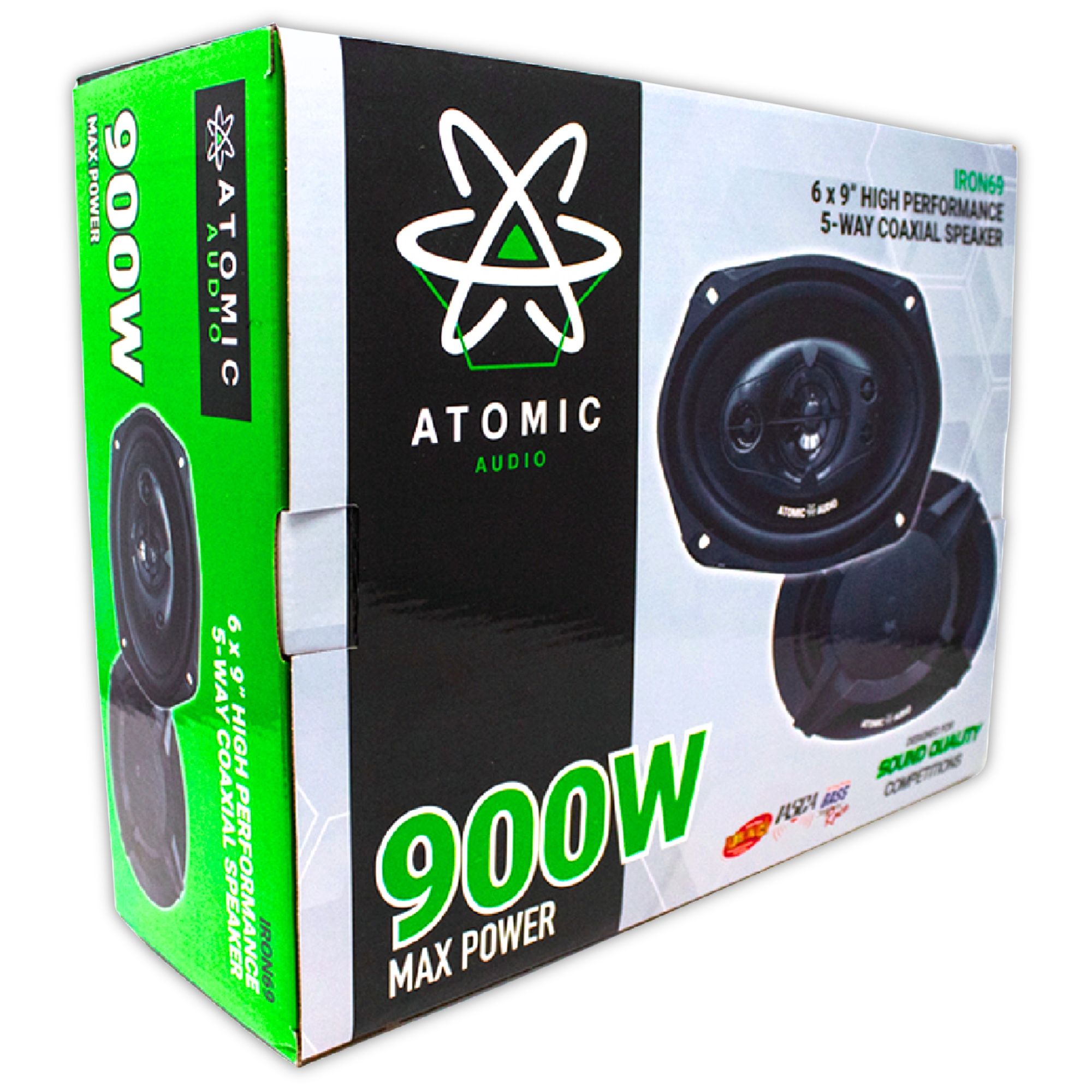 Bocinas Coaxiales Atomic Audio IRON69 900 Watts 6x9 Pulgadas 4 Ohms 5 Vías 