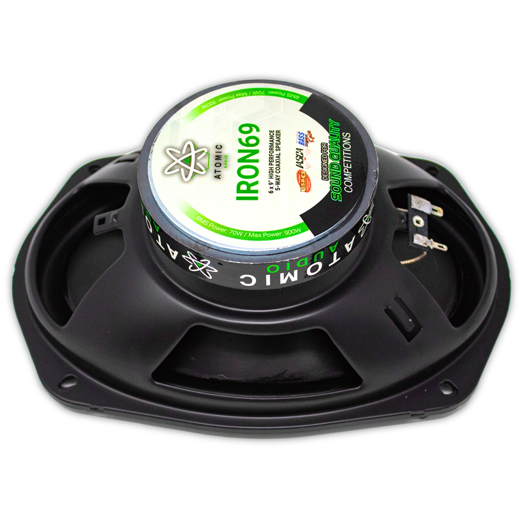 Bocinas Coaxiales Atomic Audio IRON69 900 Watts 6x9 Pulgadas 4 Ohms 5 Vías 