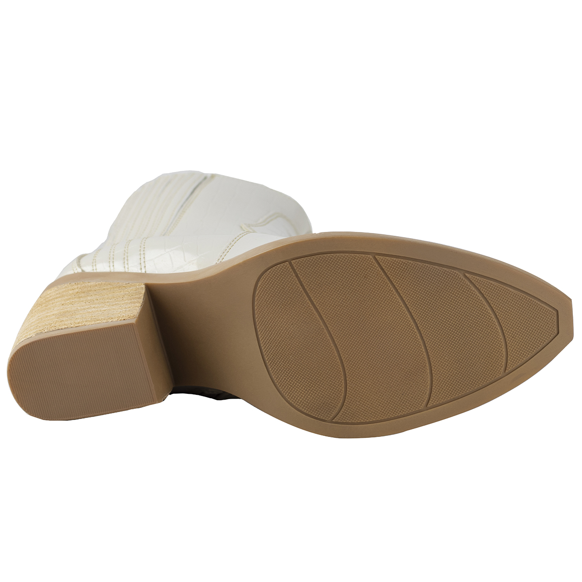 Botin Tipo Vaquero De Tacón Mujer Capa De Ozono 647203 Latte