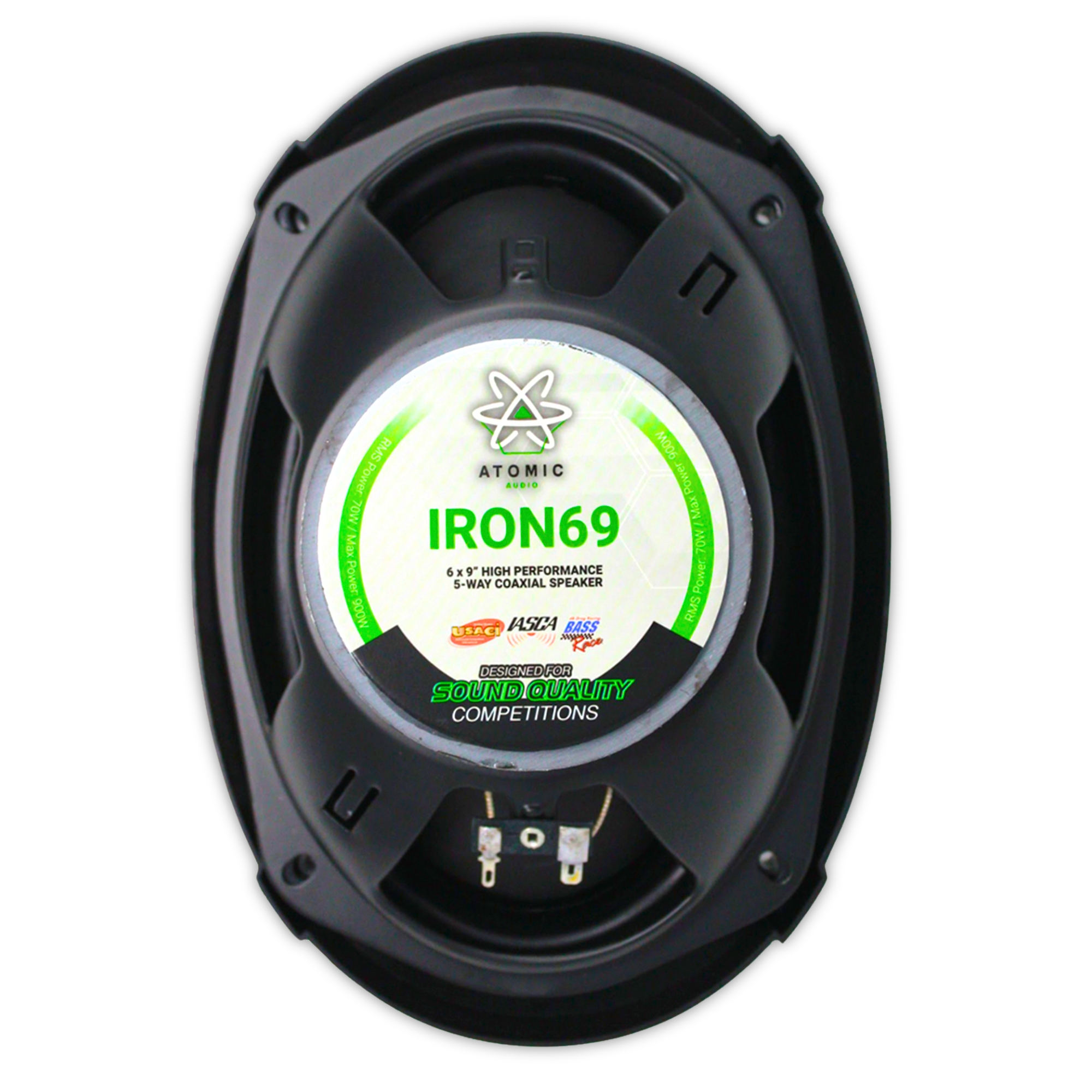 Bocinas Coaxiales Atomic Audio IRON69 900 Watts 6x9 Pulgadas 4 Ohms 5 Vías 