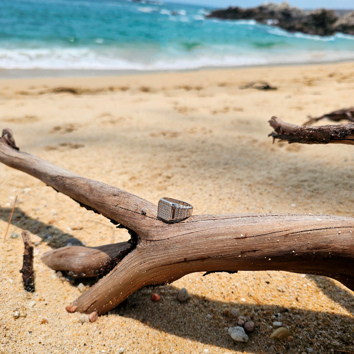 Anillo plata .925 hombre de piedra zirconia y baño de rodio