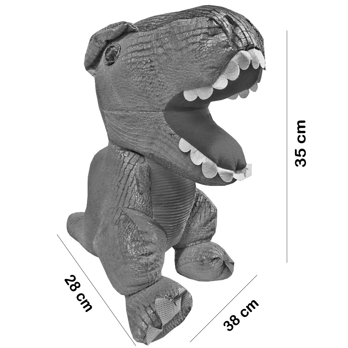 Peluche Generico Dinosaurio Gris 35 cm