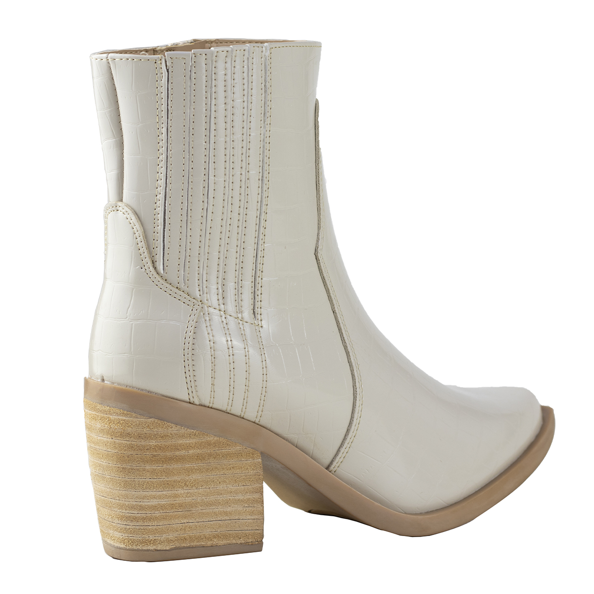 Botin Tipo Vaquero De Tacón Mujer Capa De Ozono 647203 Latte