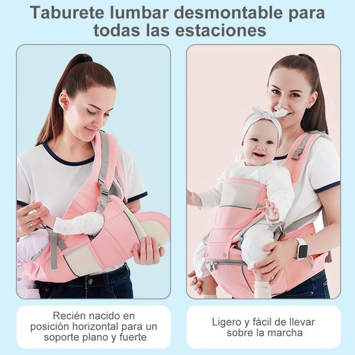 Mochila Porta Bebes Canguro Ergonómica 0-36 Multifuncional Rosa
