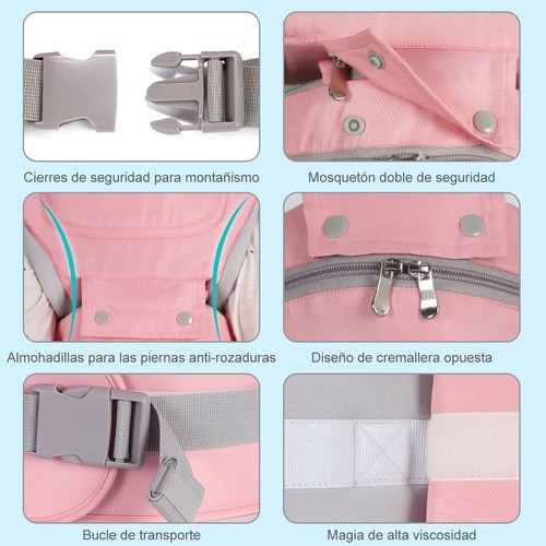 Mochila Porta Bebes Canguro Ergonómica 0-36 Multifuncional Rosa