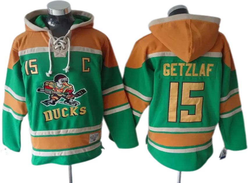 Fabulosa Sudadera Hoodie Hockey Mighty Ducks Patos BORDADA Getzaf 15 Talla XL