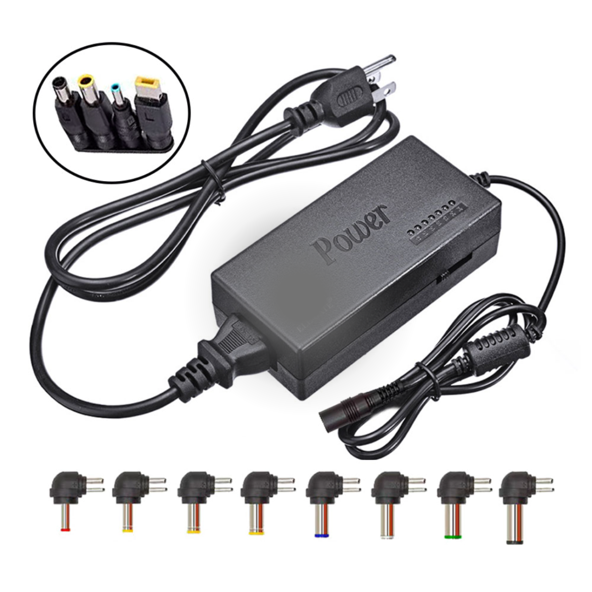 Cargador Universal Multilaptops 12 conectores 12–24v 96w