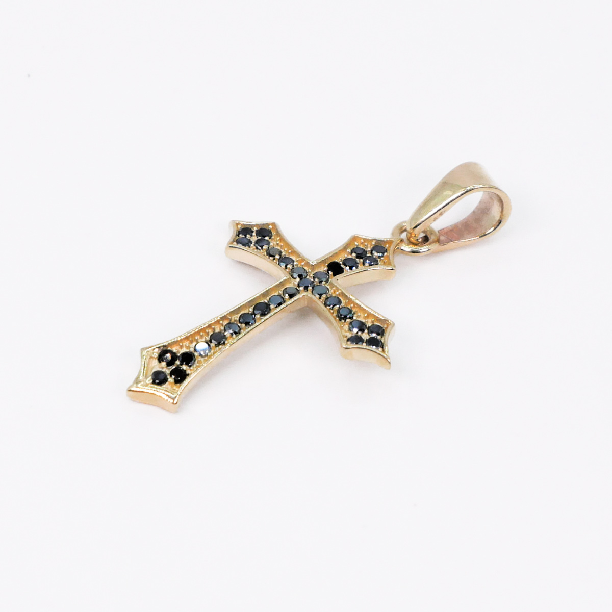 Dije cruz de oro 10k piedra zirconia negra