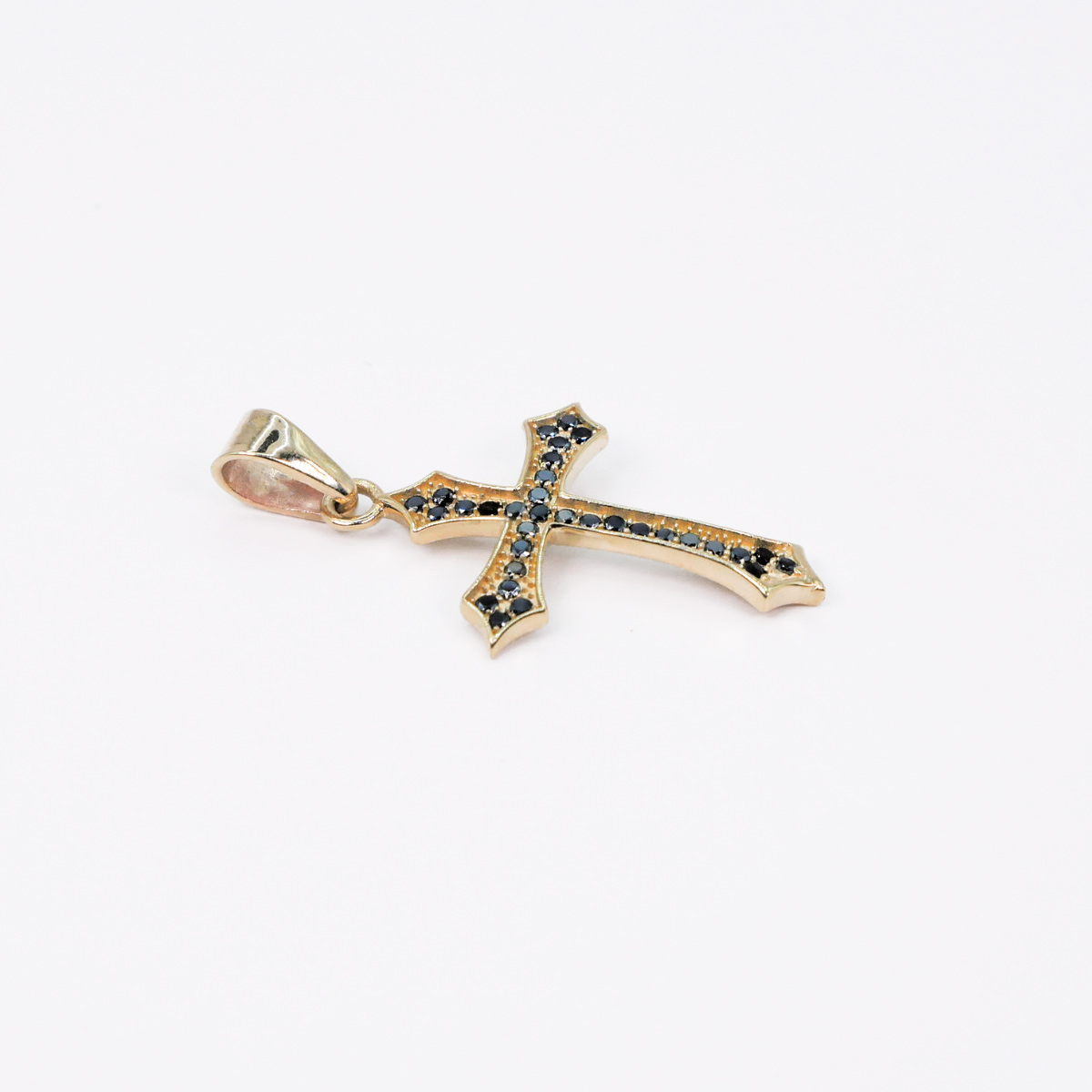 Dije cruz de oro 10k piedra zirconia negra